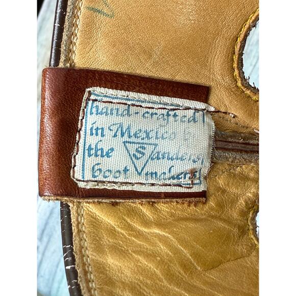 Sanders Boot Makers Vintage Brown Western Cowboy Boots Size 8.5 Brown 90's Tall - Picture 11 of 11